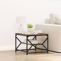 Berkfield Home Decorative End Tables with Shelf with Storage Brown 40 x 40 x 49 - thumbnail 2