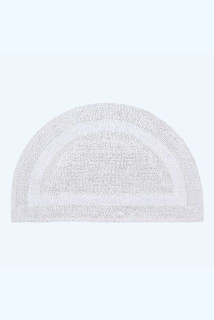 Homescapes Luxury Semi Circle Bath Mat Reversible 1600GSM 100% Cotton, 50 x 80cm in White - Size: 50 x 80 cm - image 1