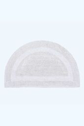 Homescapes Luxury Semi Circle Bath Mat Reversible 1600GSM 100% Cotton, 50 x 80cm in White - Size: 50 x 80 cm - thumbnail 1