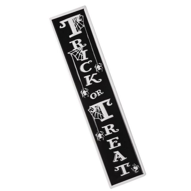 Garden Greatness Black Metal Trick or Treat Sign - Halloween Wall Decor - Size: 1 Pack