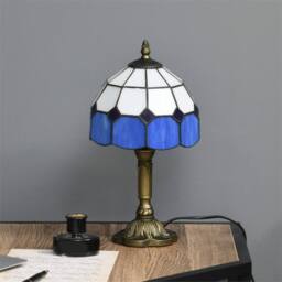 EONLION blue Stained Glass Table Lamp - thumbnail 4