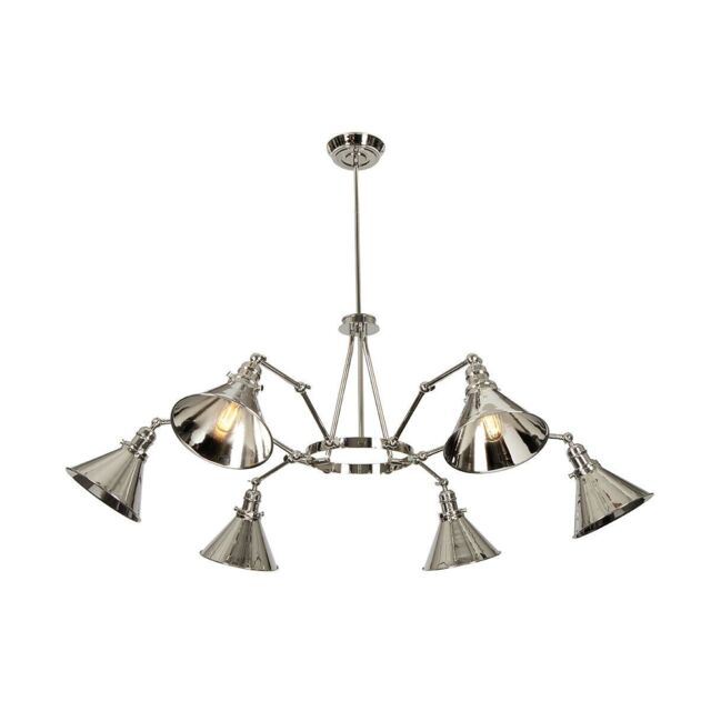 Loops 6 Bulb Chandelier LIght Highly Polished Nickel LED E27 60W in Metallics