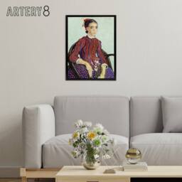 "Artery8 La Mousme Sitting on a Cane Chair Van Gogh Black Framed Canvas Art - Size: W12"" x H16""" - thumbnail 3