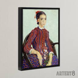 "Artery8 La Mousme Sitting on a Cane Chair Van Gogh Black Framed Canvas Art - Size: W12"" x H16""" - thumbnail 2