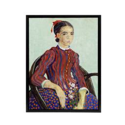 "Artery8 La Mousme Sitting on a Cane Chair Van Gogh Black Framed Canvas Art - Size: W12"" x H16""" - thumbnail 1