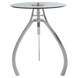 Orsina Crank Mechanism Adjustable Table- Nickel Finish Round Table With Tripod Legs-Round Table-Decorative Table in Silver - thumbnail 2