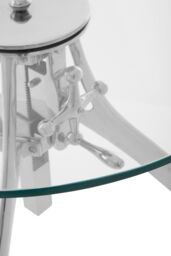 Orsina Crank Mechanism Adjustable Table- Nickel Finish Round Table With Tripod Legs-Round Table-Decorative Table in Silver - thumbnail 5