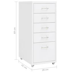 Berkfield Home Mobile File Cabinet White 28x41x69 cm Metal - Size: 28 x 41 x 69 cm - thumbnail 8
