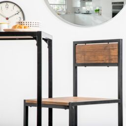 Harbour Housewares 2-Seater Breakfast Bar Set - Metal MDF Space Saving Compact Dinner Set in Brown - thumbnail 7