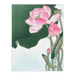 Artery8 Ohara Koson Framed Wall Art Print Blooming Lotus Flowers in Green - Size: A4 - thumbnail 3