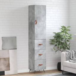 Berkfield Home Highboard Concrete Grey 34.5x34x180 cm Engineered Wood - thumbnail 2