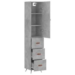 Berkfield Home Highboard Concrete Grey 34.5x34x180 cm Engineered Wood - thumbnail 4