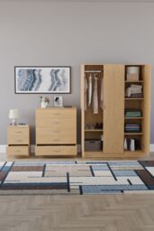 Home Discount Riano 3Pc Bedroom Set - 3 Drawer Bedside, 5 Drawer Chest & Wardrobe in Brown - thumbnail 3