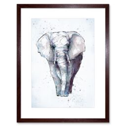 "Artery8 Wall Art Print African Elephant Watercolour Artwork Framed 9X7 Inch in Brown - Size: W7"" x H9""" - thumbnail 1