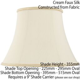 "Loops 20"" Bowed Oval Handmade Lamp Shade Cream Fabric Classic Table Light Bulb Cover" - thumbnail 2
