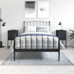 Berkfield Home Durable Bedside Cabinets 2 pcs Black 32x42x70 cm Engineered Wood - Size: 32 x 42 x 70 cm - thumbnail 2