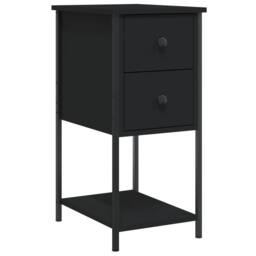 Berkfield Home Durable Bedside Cabinets 2 pcs Black 32x42x70 cm Engineered Wood - Size: 32 x 42 x 70 cm - thumbnail 1