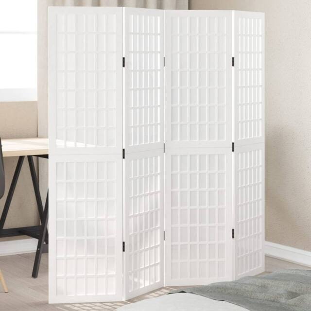 Berkfield Home Room Divider 4 Panels White Solid Wood Paulownia - image 1