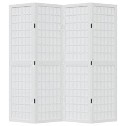 Berkfield Home Room Divider 4 Panels White Solid Wood Paulownia - thumbnail 4