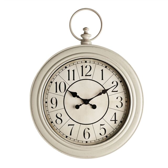 HOMETIME Large Antique Wall Clock 50cm in White - image 1