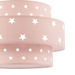 Happy Homewares Triple Tier Cotton Fabric Childrens Pendant Shade with Stars Decor in Pink - thumbnail 5