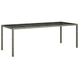 Berkfield Home Garden Table Grey 250x100x75 cm Tempered Glass & Poly Rattan - Size: 250 x 100 x 75 cm - thumbnail 2