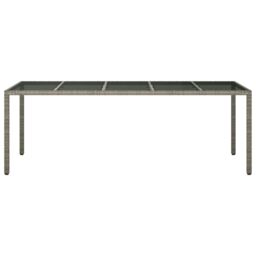 Berkfield Home Garden Table Grey 250x100x75 cm Tempered Glass & Poly Rattan - Size: 250 x 100 x 75 cm - thumbnail 3