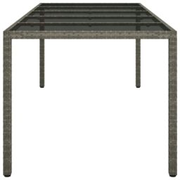 Berkfield Home Garden Table Grey 250x100x75 cm Tempered Glass & Poly Rattan - Size: 250 x 100 x 75 cm - thumbnail 4
