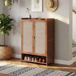 PAWNORA Shoe Cabinet Rack Storage in Brown - thumbnail 3