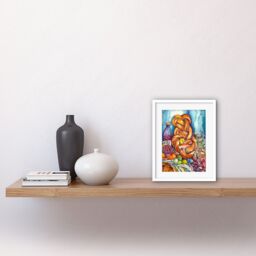 "Artery8 Wall Art Print Jewish Challah Bread & Fruit Folk Art Watercolour Painting Artwork Framed 9X7 Inch in White - Size: W7"" x H9""" - thumbnail 2