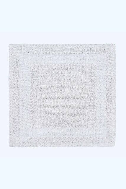 Homescapes Luxury Square Bath Mat 1600GSM 100% Cotton Reversible Shower Mat, 50cm in White - image 1