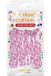 Netagon Shimmer Tinsel Curtain Reindeer Christmas Tree Design 2.5M x 1M Pink - thumbnail 2