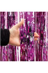Netagon Shimmer Tinsel Curtain Reindeer Christmas Tree Design 2.5M x 1M Pink - thumbnail 5