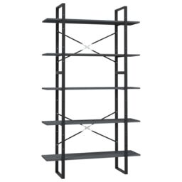 Berkfield Home 5-Tier Book Cabinet Grey 100x30x175 cm Pinewood - Size: 100 x 30 x 175 cm - thumbnail 2