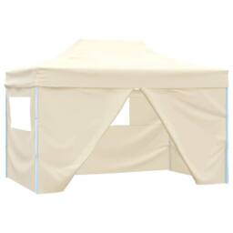 Berkfield Home Professional Folding Party Tent with 4 Sidewalls 3x4 m Steel Cream in Beige - thumbnail 2