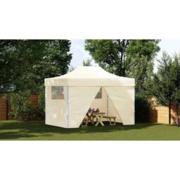 Berkfield Home Professional Folding Party Tent with 4 Sidewalls 3x4 m Steel Cream in Beige - thumbnail 3