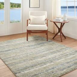 Livabliss Avellino-Abstract Green Blue Beige Modern Marble High Pile Living Rug - Size: 200 cm x 280 cm