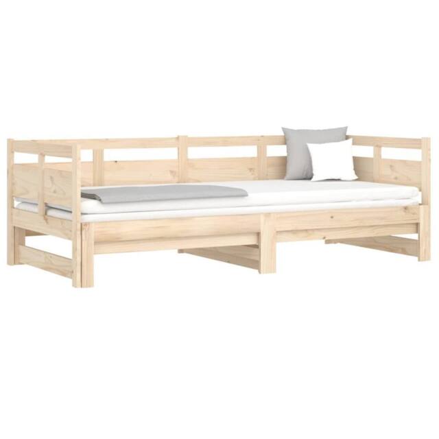 Berkfield Home Pull-out Day Bed Solid Wood Pine 2x(80x200) cm in Natural - image 1
