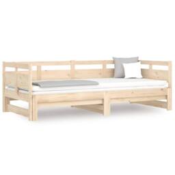 Berkfield Home Pull-out Day Bed Solid Wood Pine 2x(80x200) cm in Natural - thumbnail 3