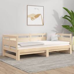 Berkfield Home Pull-out Day Bed Solid Wood Pine 2x(80x200) cm in Natural - thumbnail 2