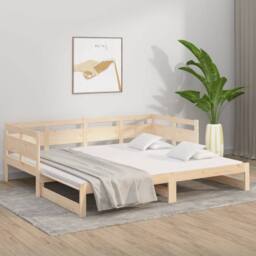 Berkfield Home Pull-out Day Bed Solid Wood Pine 2x(80x200) cm in Natural - thumbnail 4