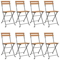 Berkfield Home Beautiful Folding Bistro Chairs 8 pcs Solid Wood Teak & Steel in Brown - thumbnail 3