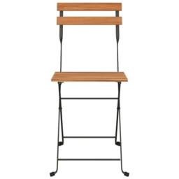 Berkfield Home Beautiful Folding Bistro Chairs 8 pcs Solid Wood Teak & Steel in Brown - thumbnail 4