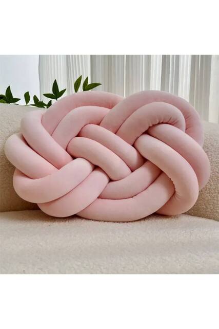 Living and Home 2Pcs Unique Knot Design Throw Pillows for Home Decor in Pink - image 1
