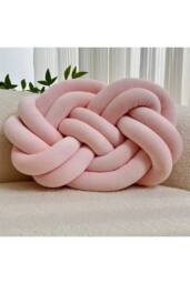Living and Home 2Pcs Unique Knot Design Throw Pillows for Home Decor in Pink - thumbnail 1