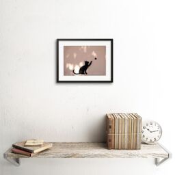 "Artery8 Wall Art Print Photo Cat Butterfly Silhouette Graffiti Artwork Framed 9X7 Inch in Black - Size: W7"" x H9""" - thumbnail 2