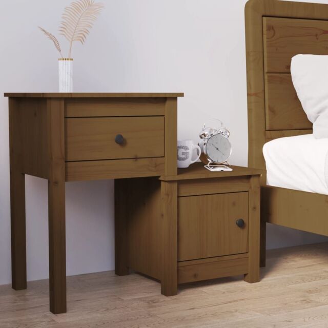 Berkfield Home Bedside Cabinet Honey Brown 79.5x38x65.5 cm Solid Wood Pine - image 1