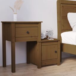 Berkfield Home Bedside Cabinet Honey Brown 79.5x38x65.5 cm Solid Wood Pine - thumbnail 1