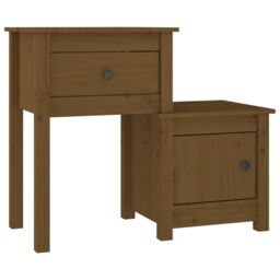 Berkfield Home Bedside Cabinet Honey Brown 79.5x38x65.5 cm Solid Wood Pine - thumbnail 2