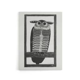"Artery8 Stylised Horned Owl Samuel J De Mesquita Canvas Wall Art Print in White - Size: W12"" x H16""" - thumbnail 1